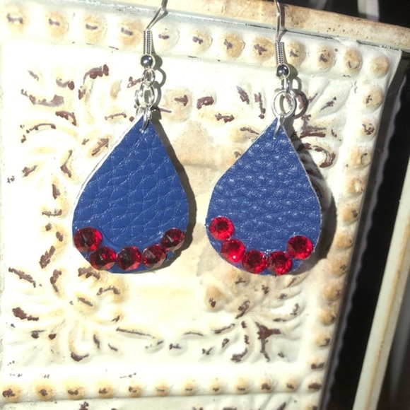 Blue Faux Leather Earrings - Picture 4 of 4